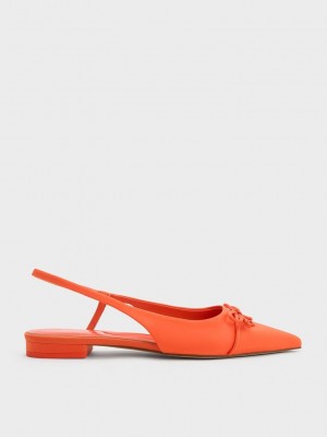 Charles & Keith Bow Pointed-Burunlu Arkası Açık Ballerinas Turuncu | CXRI-72016