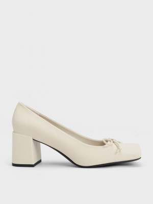 Charles & Keith Bow Square-Burunlu Pumps Pembe | KCBG-80149
