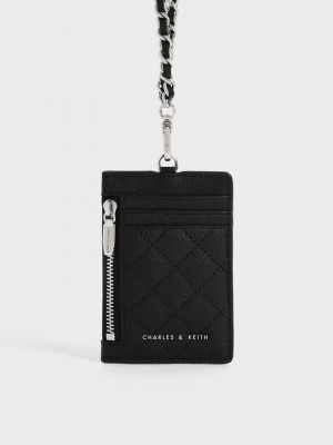 Charles & Keith Braided Askılı Card Holder Siyah | UQLT-08673