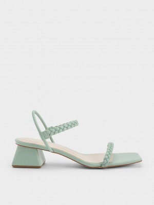 Charles & Keith Braided Back Askılı Sandals Nane Yeşil | XCBG-83705