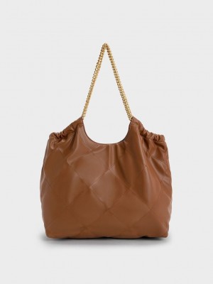 Charles & Keith Braided Handle Tote Bag Çikolata | OFNW-12780