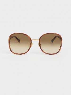 Charles & Keith Braided Temple Tortoiseshell Butterfly Sunglasses | WOGQ-26318
