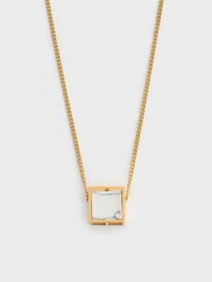 Charles & Keith Briar Square Necklace Altın | ULNC-23657