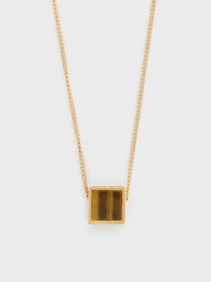 Charles & Keith Briar Square Necklace Kahverengi | TYHQ-08174