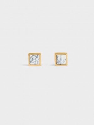 Charles & Keith Briar Square Stud Earrings Altın | YRGP-30647