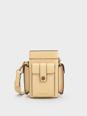 Charles & Keith Bronte Multi-Pocket Crossbody Bag Bej Rengi | UPFN-62458
