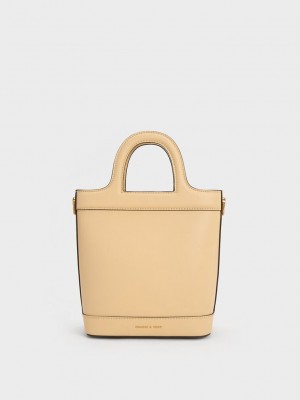Charles & Keith Bronte Top Handle Bucket Bag Bej Rengi | CRIG-84539