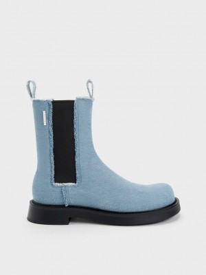 Charles & Keith Bryn Denim Chelsea Boots Açık Mavi | OBDA-78594