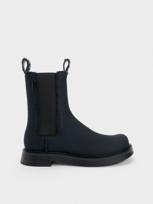 Charles & Keith Bryn Denim Chelsea Boots Koyu Mavi | VETD-69530