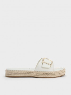 Charles & Keith Buckled Espadril Düz Sandals Pembe | NGOJ-47812