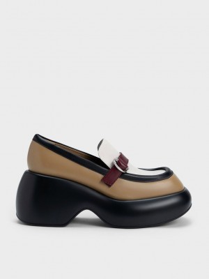 Charles & Keith Buckled Platform Penny Loafers Renkli | KZOE-82561