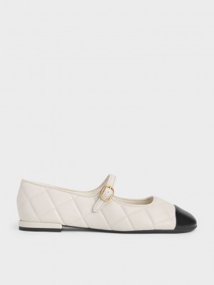Charles & Keith Burunlu-Cap Kapitone Mary Janes Pembe | AMWV-47903