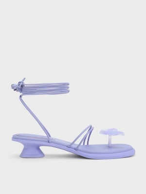 Charles & Keith Butterfly Tie-Around Sandals Mor | EBYM-94107