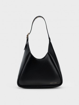 Charles & Keith Buzz Hobo Bag Siyah | RQGH-24083
