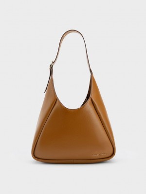 Charles & Keith Buzz Hobo Bag Çikolata | HFVL-12560