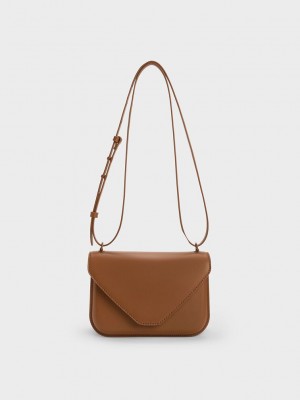 Charles & Keith Camelia Envelope Crossbody Bag Çikolata | ORZS-09621
