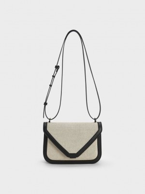 Charles & Keith Camelia Kanvas Envelope Crossbody Bag Renkli | XNUD-26549