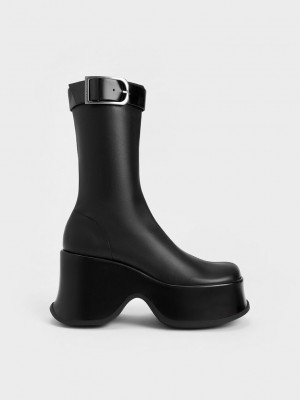 Charles & Keith Carlisle Platform Boots Siyah | GJPS-83165