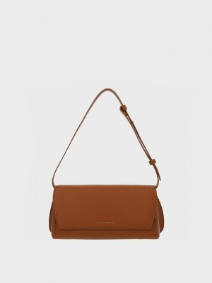 Charles & Keith Cassiopeia Front Flap Shoulder Bag Kahverengi | WDYG-03167