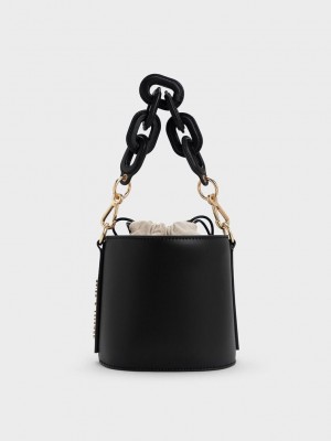 Charles & Keith Catena Bucket Bag Siyah | YAXS-16807