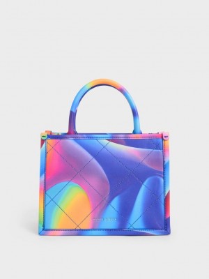 Charles & Keith Celia Kapitone Double Handle Tote Bag Aurora | CDUI-10327