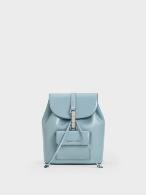 Charles & Keith Cesia Metallic Accent Backpack Mavi | UFTP-03681