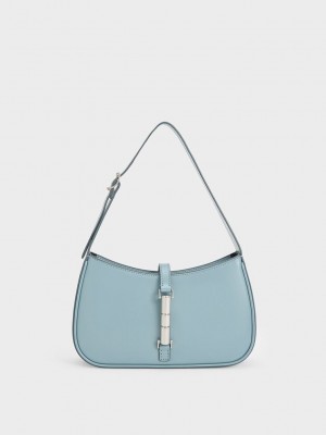 Charles & Keith Cesia Metallic Accent Shoulder Bag Mavi | LPAD-98102