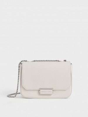 Charles & Keith Chain Askılı Shoulder Bag Açık Gri | KAQU-13402