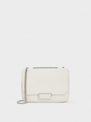 Charles & Keith Chain Askılı Shoulder Bag Beyaz | ERSJ-91032
