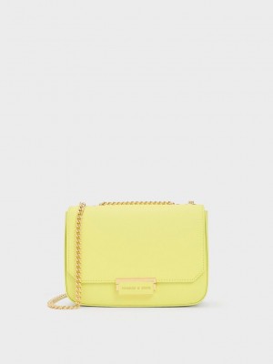 Charles & Keith Chain Askılı Shoulder Bag Sarı | UFYH-92716