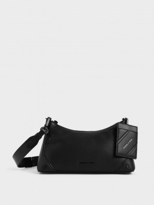 Charles & Keith Chain Handle Bag Siyah | MQTL-85476