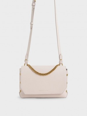 Charles & Keith Chain Handle Shoulder Bag Pembe | HLQE-60543