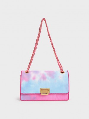 Charles & Keith Chain Handle Tie-Dye Shoulder Bag Küpe Çiçeği | ZGRI-41536
