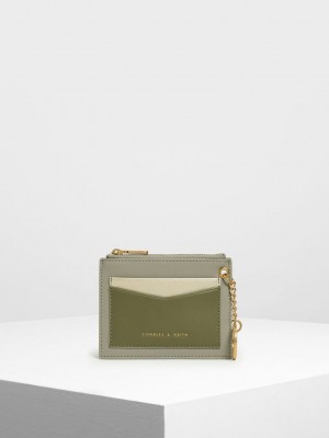 Charles & Keith Chain Link Card Holder Zeytin Yeşili Yeşil | KJVB-48659