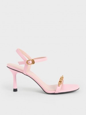 Charles & Keith Chain Link Topuklu Sandals Açık Pembe | MBGF-05872