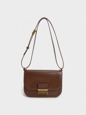 Charles & Keith Charlot Bag Koyu Kahverengi | IFVQ-85246