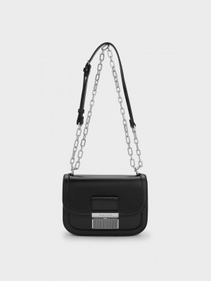 Charles & Keith Charlot Chain Askılı Bag Siyah | HNGC-07213