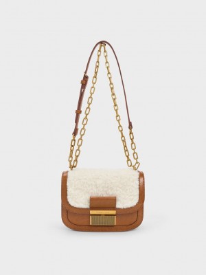 Charles & Keith Charlot Furry Chain Askılı Bag Renkli | PNFT-05891