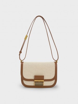 Charles & Keith Charlot Kanvas Crossbody Bag Çikolata | LHPK-95410