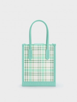 Charles & Keith Checkered Geometric Tote Bag Renkli | EFIO-06318
