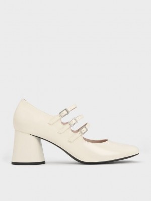 Charles & Keith Claudie Rugan Buckled Mary Janes Pembe | SJDK-48615