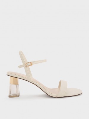 Charles & Keith Clear Trapeze Heel Sandals Pembe | IKVG-57246