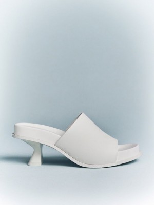 Charles & Keith Clio Slant Heel Mules Beyaz | APXT-21983