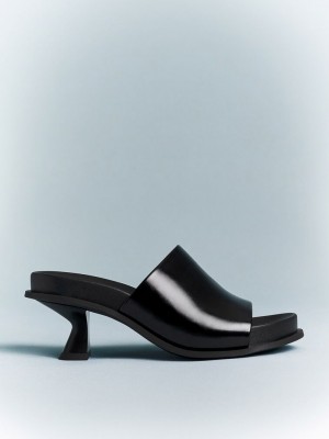 Charles & Keith Clio Slant Heel Mules Siyah | XKRO-04769