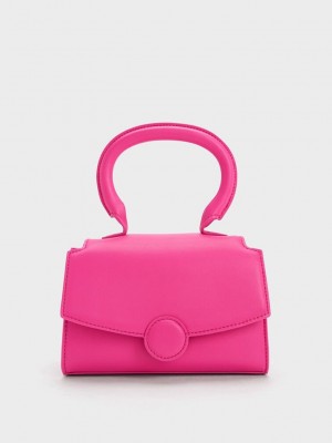 Charles & Keith Clover Curved Handle Bag Küpe Çiçeği | HJFN-69853