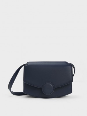 Charles & Keith Clover Curved Shoulder Bag Lacivert | BIYX-76019