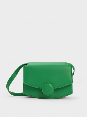Charles & Keith Clover Curved Shoulder Bag Yeşil | TFRW-03978