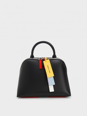 Charles & Keith Cockade Bowling Bag Siyah | SMJV-57192