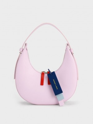 Charles & Keith Cockade Crescent Hobo Bag Mor | HZPL-72348
