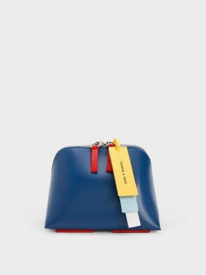 Charles & Keith Cockade Crossbody Bag Lacivert | ETOL-78194